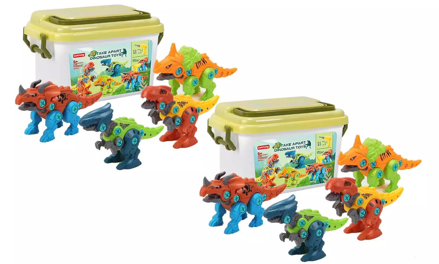 1x oder 2x 4er-Set Dinosaurier-Bauspielzeug