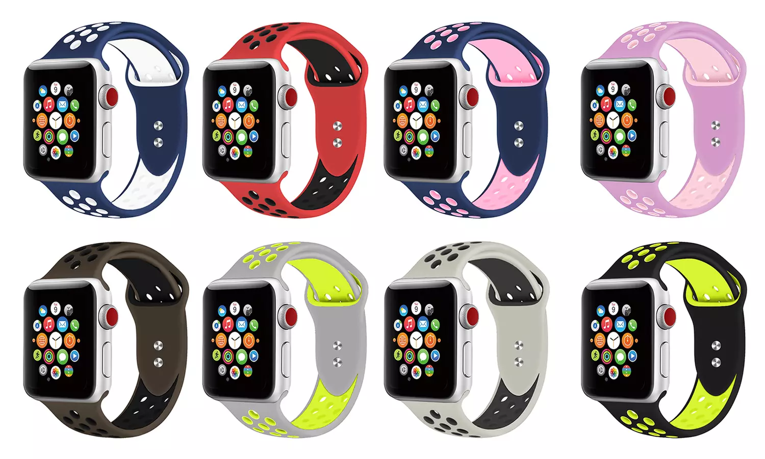 Adjustable Silicone Sport Band for Apple Watch Series 1-5 and Sport - Primary Image