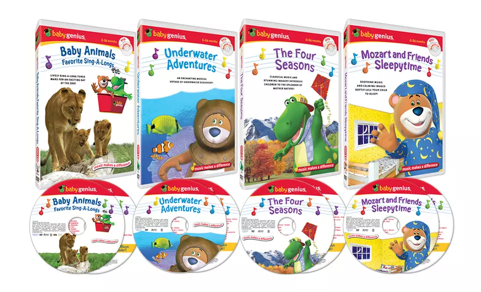 Baby Genius 8-Disc Set with 4 DVDs and 4 CDs. Free Returns. - Primary Image