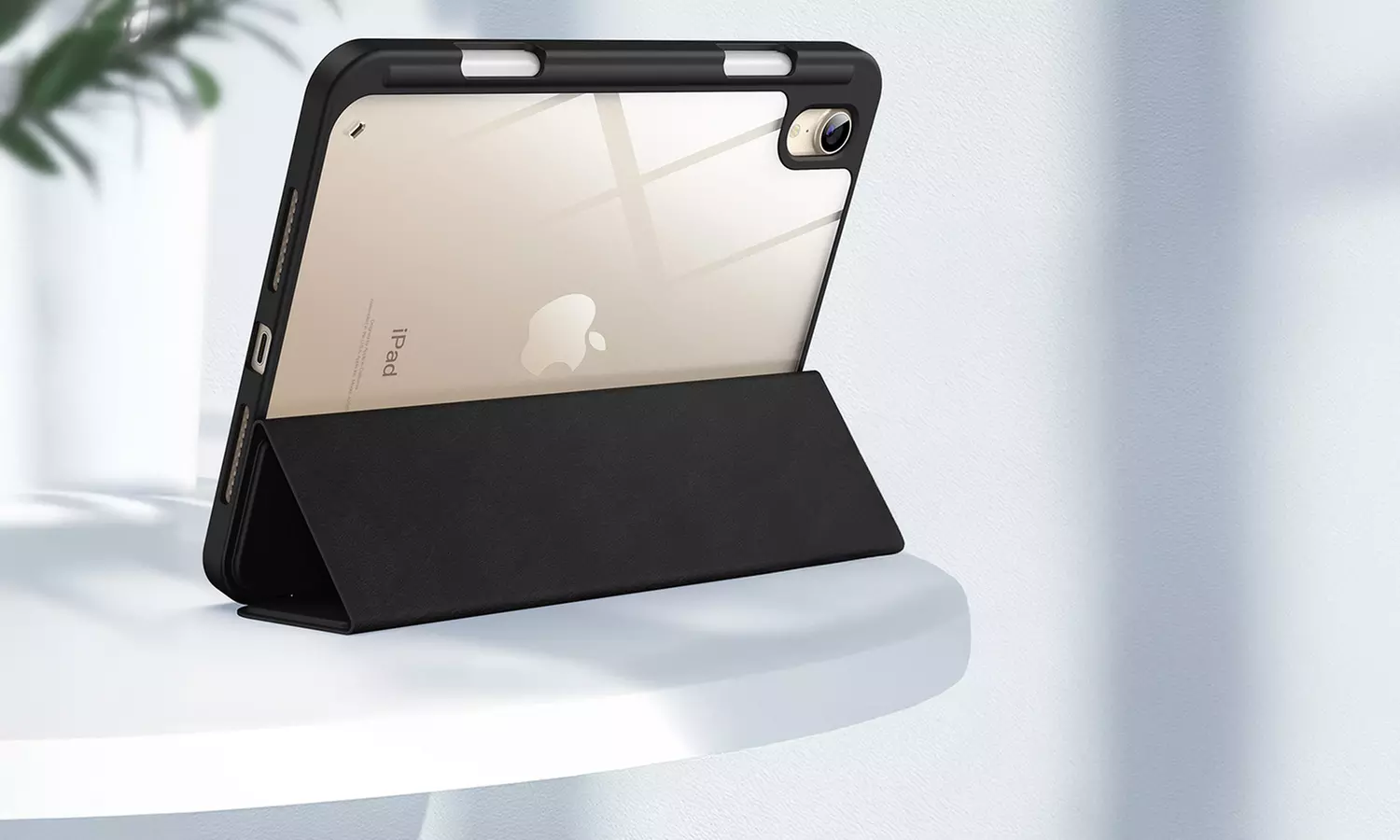 Clear Back Case for iPad mini 6 with Pencil Holder, Slim Stand Shockproof Cover