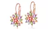 18K Rose Gold Plated Multi-Colored Crystal Flower Lever-back Earring