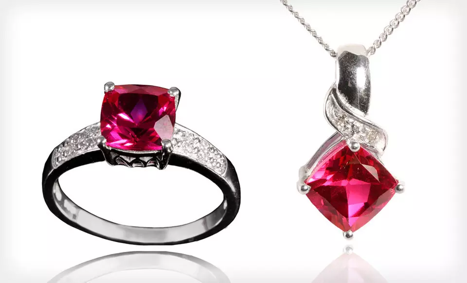 $20 for a Pendant or Ring with Lab-Created Ruby ($79 List Price). Six Ring Sizes Available. Free Shipping. Free Returns. - Primary Image