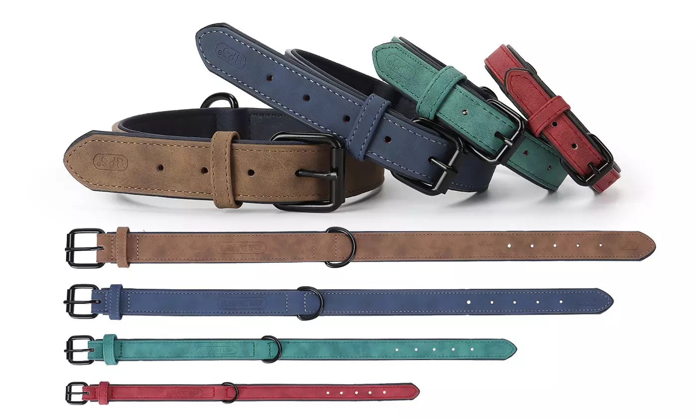 Adjustable Soft Leather Pet Dog Collar for Small Medium Large Dogs