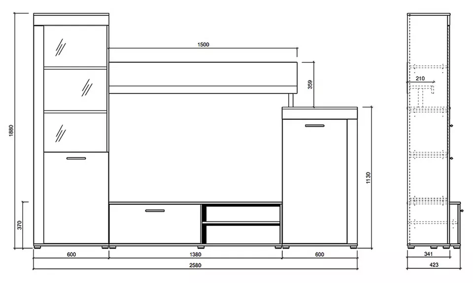 Moderne Wohnwand in vier verschiedenen Designs, inkl. Versand ab 229 € - Second Medium