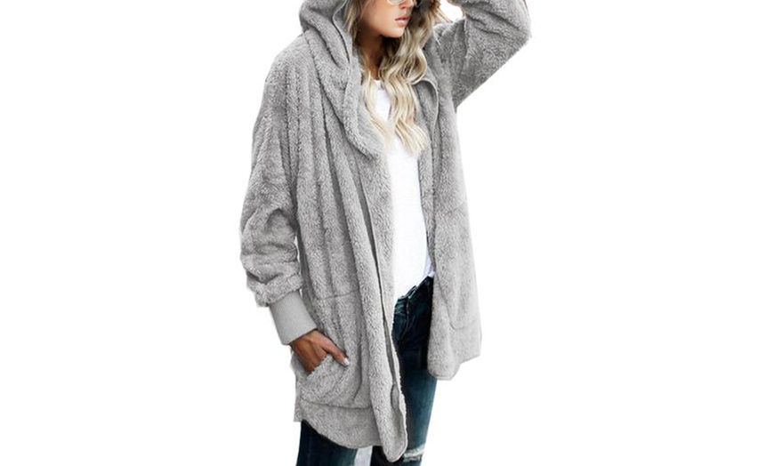 Image 6: Teddy Fleece Hooded Cardigan