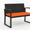 Image 4: Outsunny 2-Seater Rattan-Effect Garden Bench with Cushioned Seat