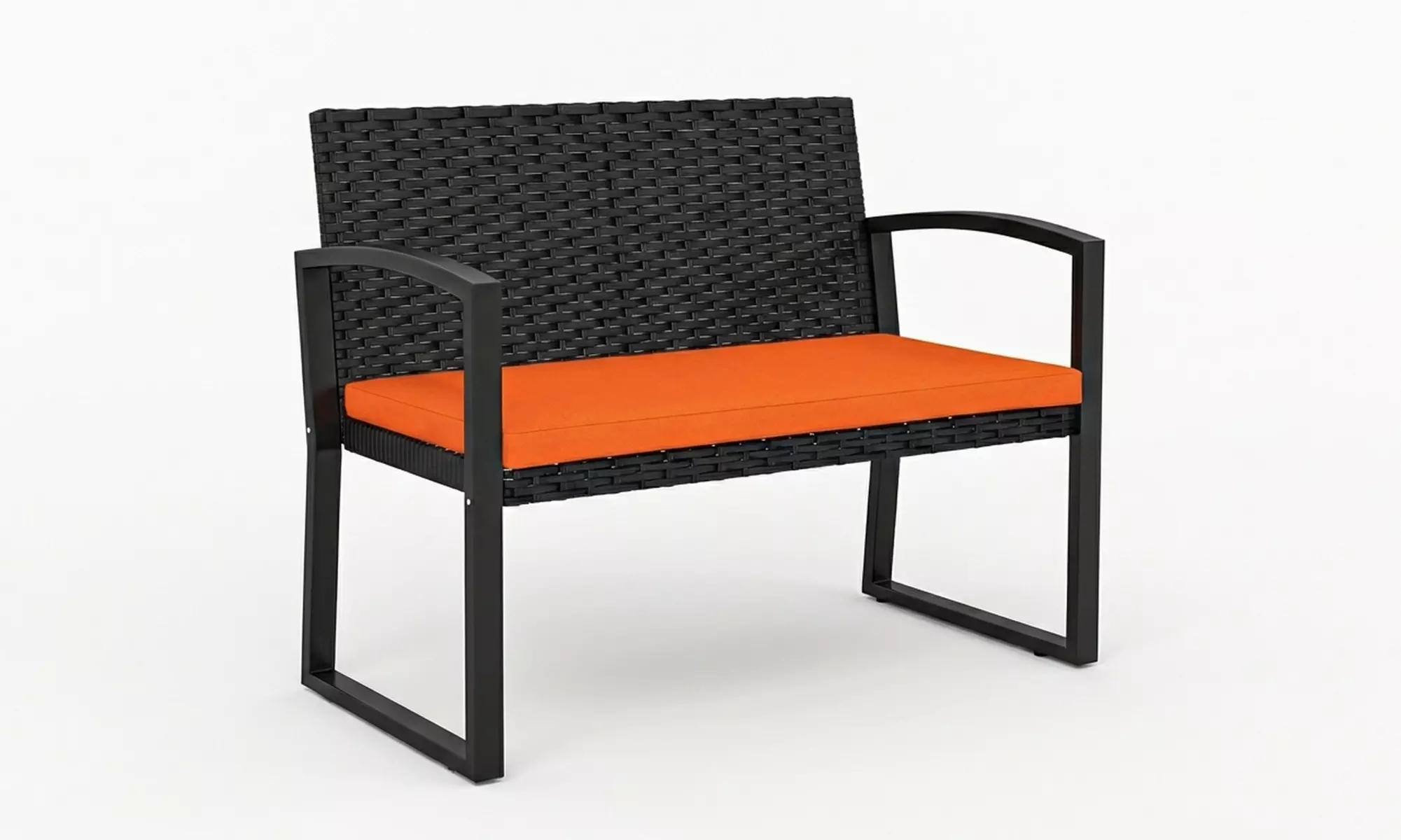 Outsunny 2-Seater Rattan-Effect Garden Bench with Cushioned Seat