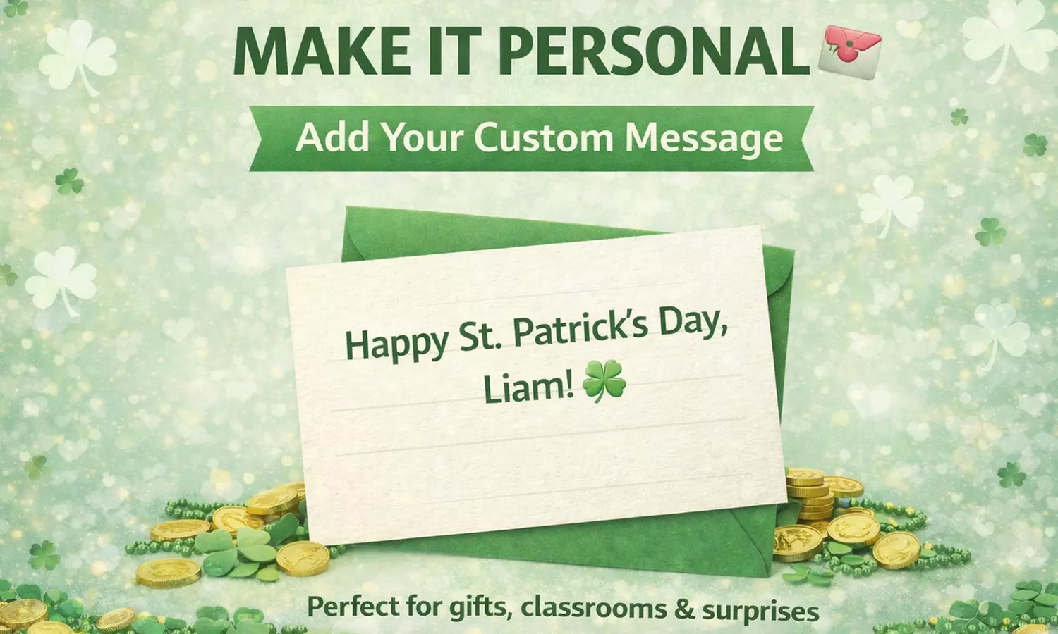 St Patricks Day Gift Box - Green Candy & Snack Box w/ Leprechaun Toy Gift for Kids