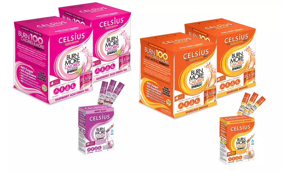 Celsius Weight Loss Drink Bundle with Two 4-Packs of 12 Fl. Oz. Cans and 14-Pack of Powdered Drink Sticks - Primary Image