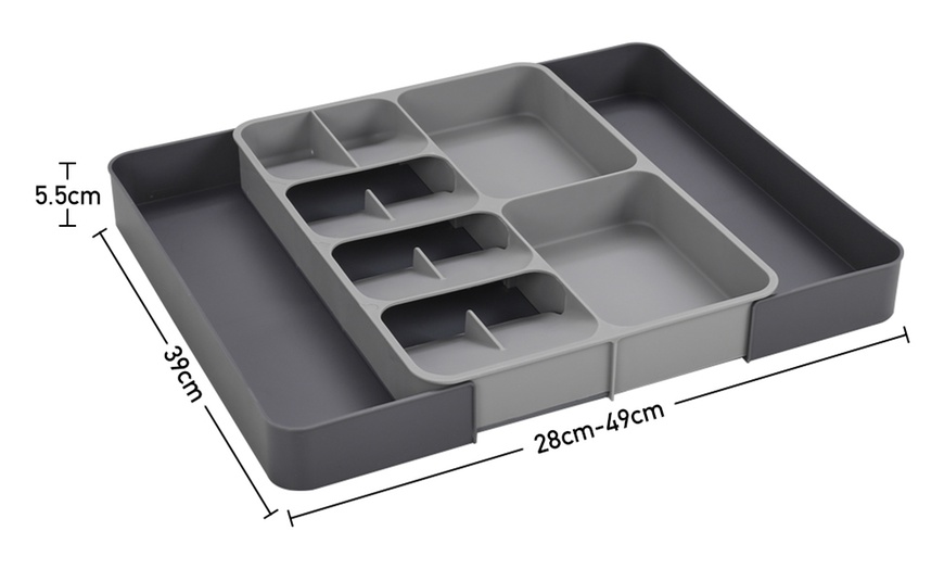 Image 9: 12-Compartment Expandable Cutlery Drawer Tray Organizer