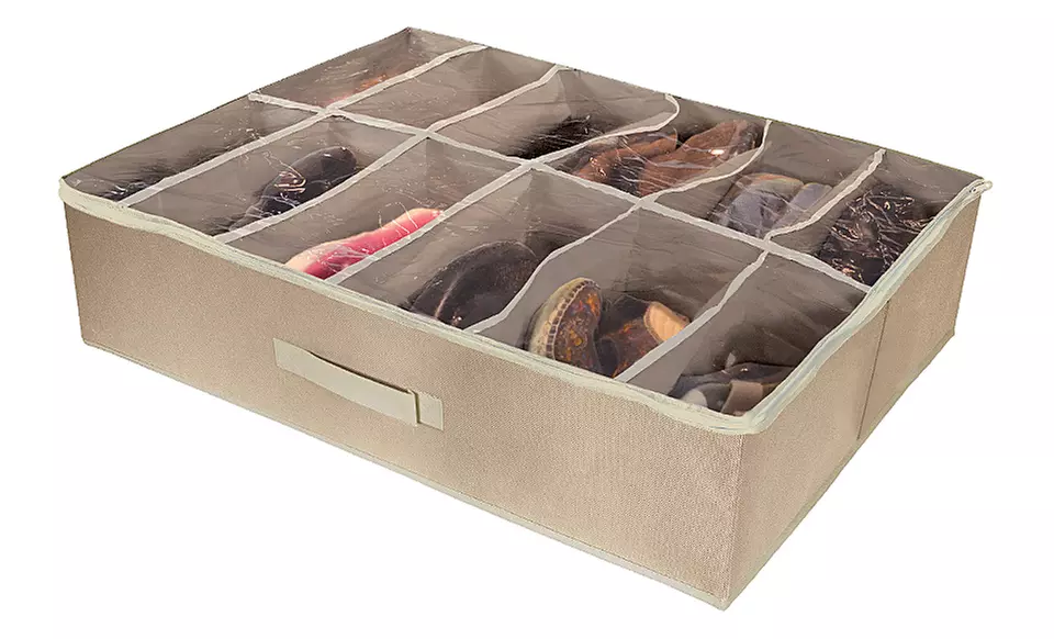 12-Pair Under-the-Bed Shoe Organizer. - Primary Image