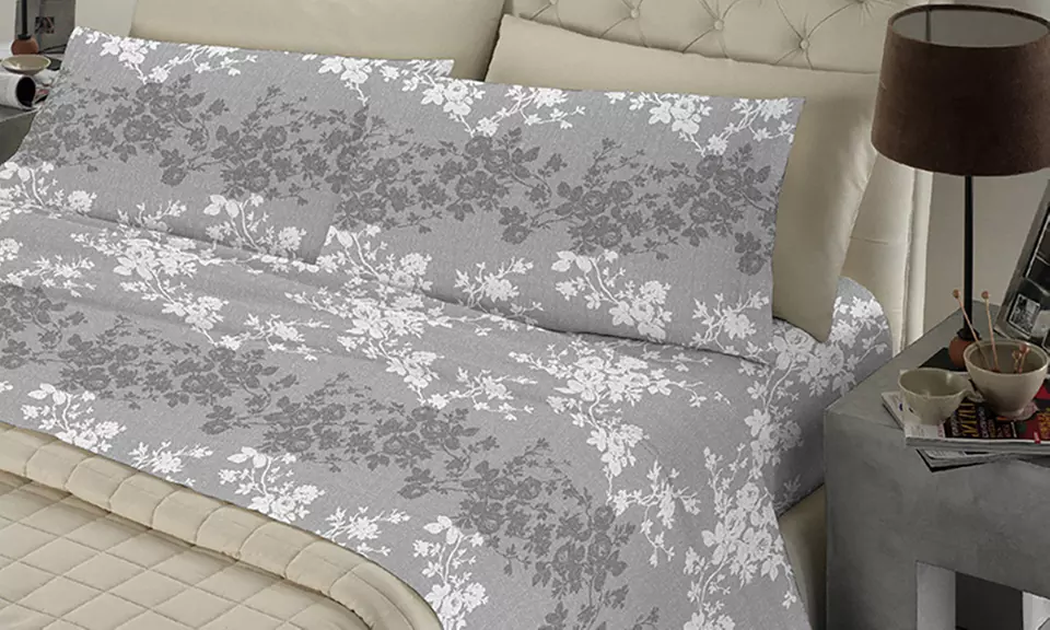 Completo lenzuola in puro Cotone made in Italy, con angolo di 30 cm, disponibile in 3 misure e vari colori - Primary Image