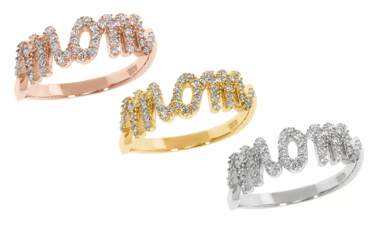 Sterling Silver "MOM" Ring. Multiple Sizes and Finishes Available. Free Returns. - Primary Image