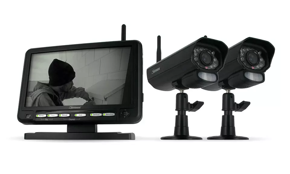 Defender Digital Wireless DVR Security System with 2 Cameras and 7'' Monitor - Primary Image