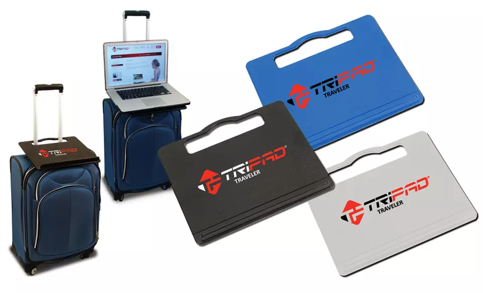 Desk-On-The-Go Portable Luggage Workstation in Black, Blue, or Platinum. Free Returns. - Primary Image