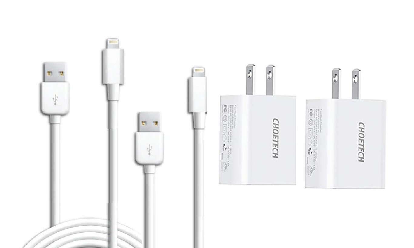 Apple-Certified 6.6 ft Lightning to USB Cable with Wall Charger (1,2, or 5-Pack)
