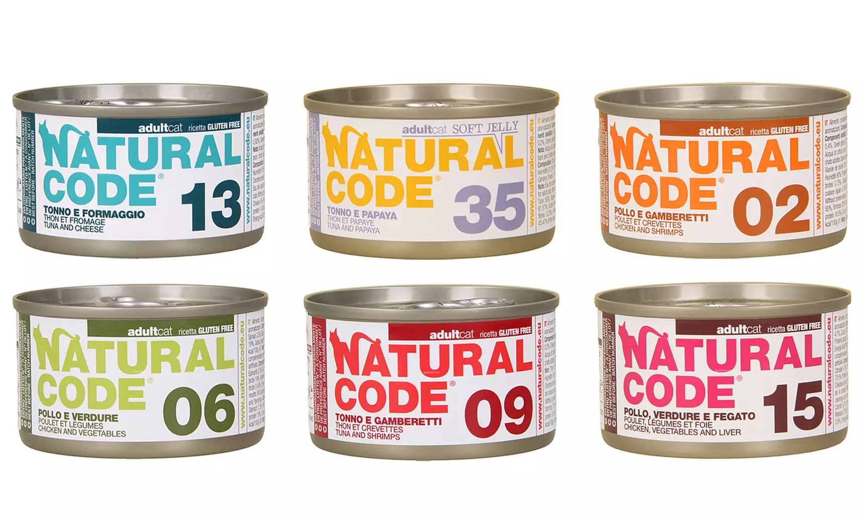 60 lattine di cibo umido per gatti Natural Code