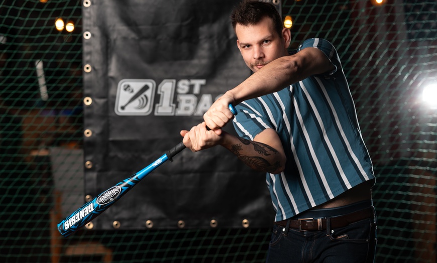 Image 1: Interactive Baseball Experience & 5-in-1 Games Access at 1st Base Bar