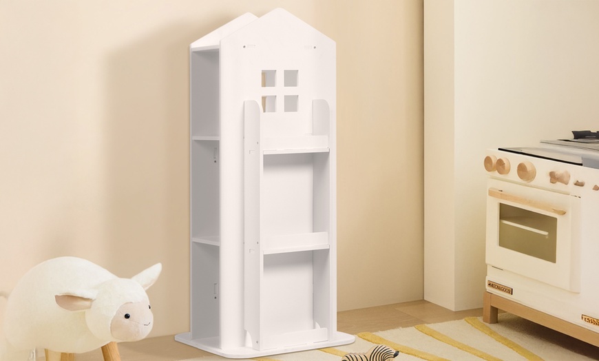 Image 2: 10-Tier Rotating Kids Bookshelf with Eco-Friendly Safe