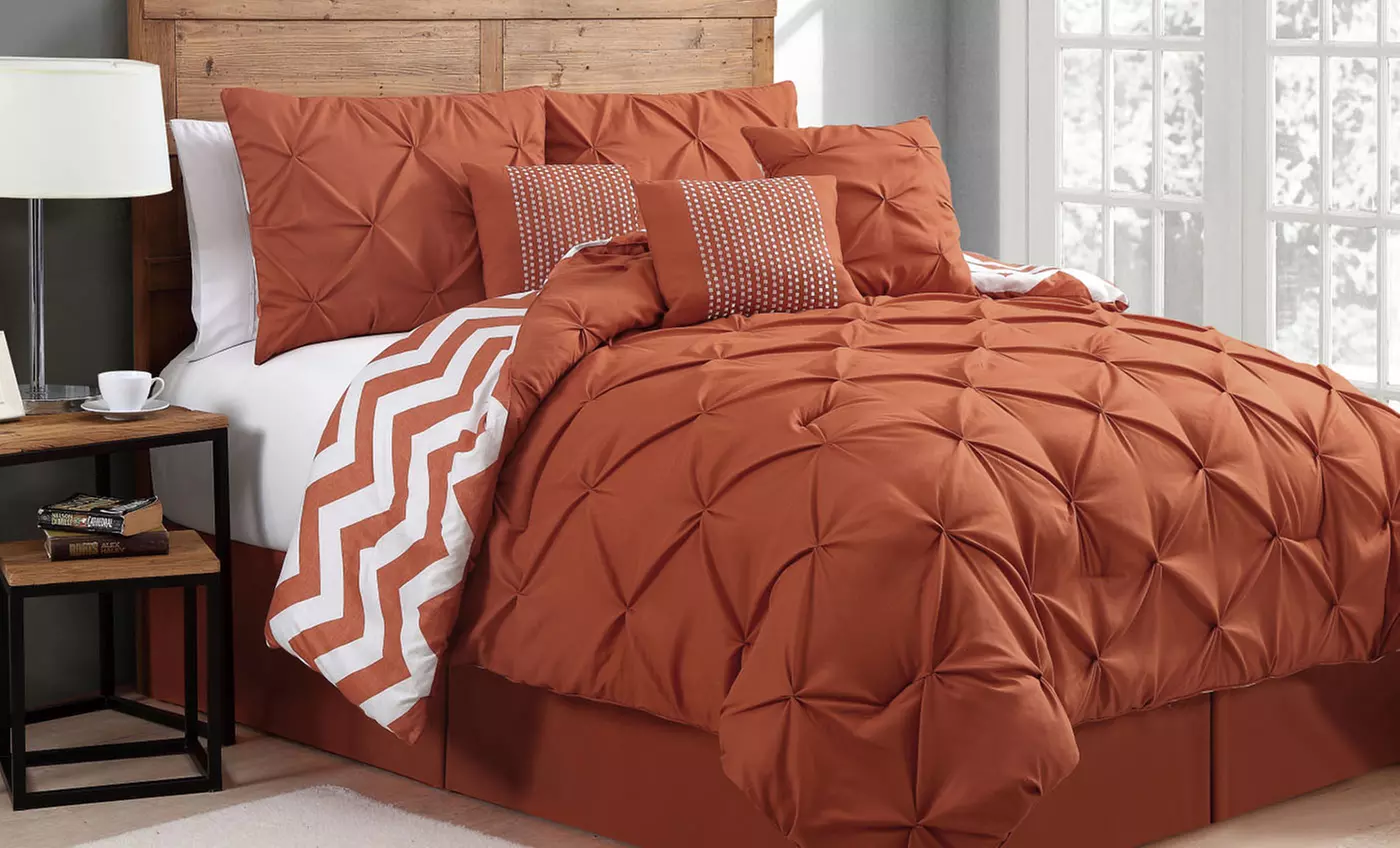 7-Piece Venice Pinch-Pleat Reversible Comforter Set. Multiple Options from $69.99–$79.99. - Second Medium