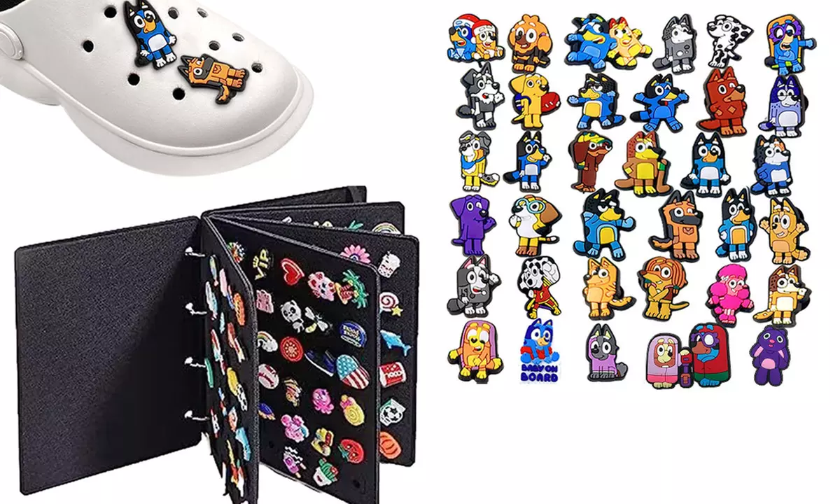 35-Piece Bluey Inspired Shoe Charms with Organiser