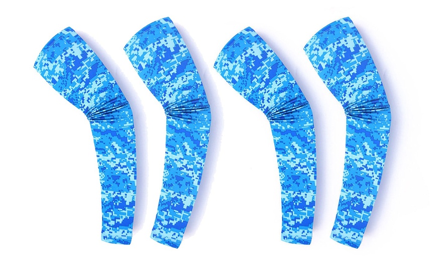 Image 15: 2 Pairs Quick Dry Arm Sleeves Cover Cycling Running Arm Cooling UV Protection