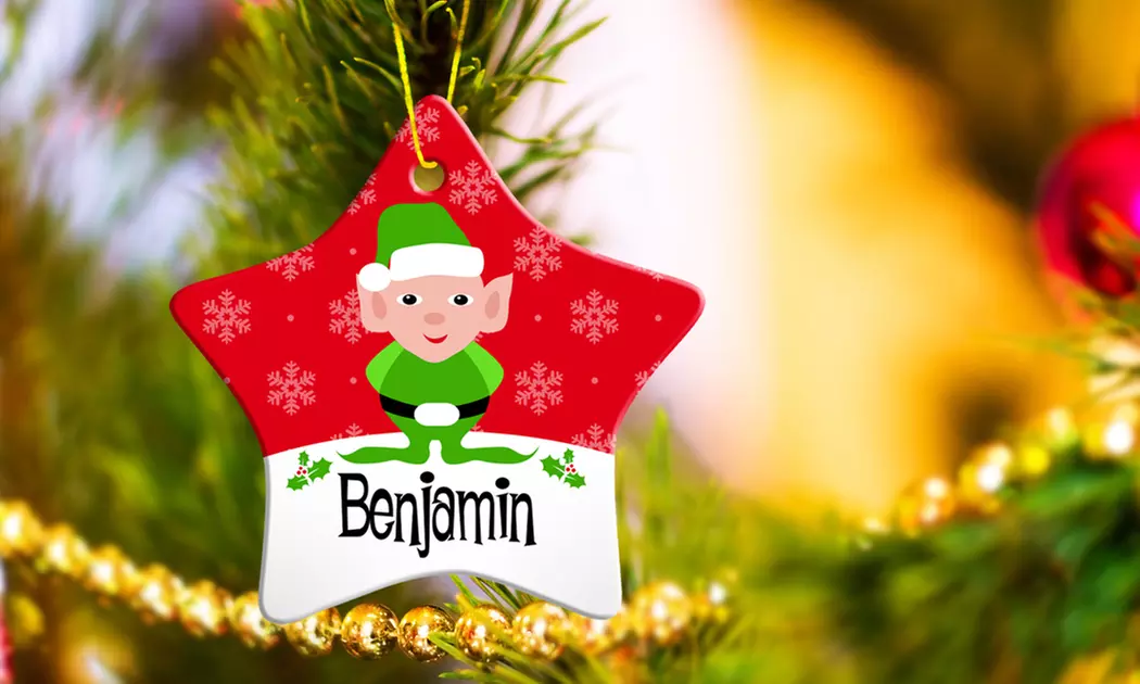 Personalized Christmas Star Ornament from Dinkleboo - Primary Image