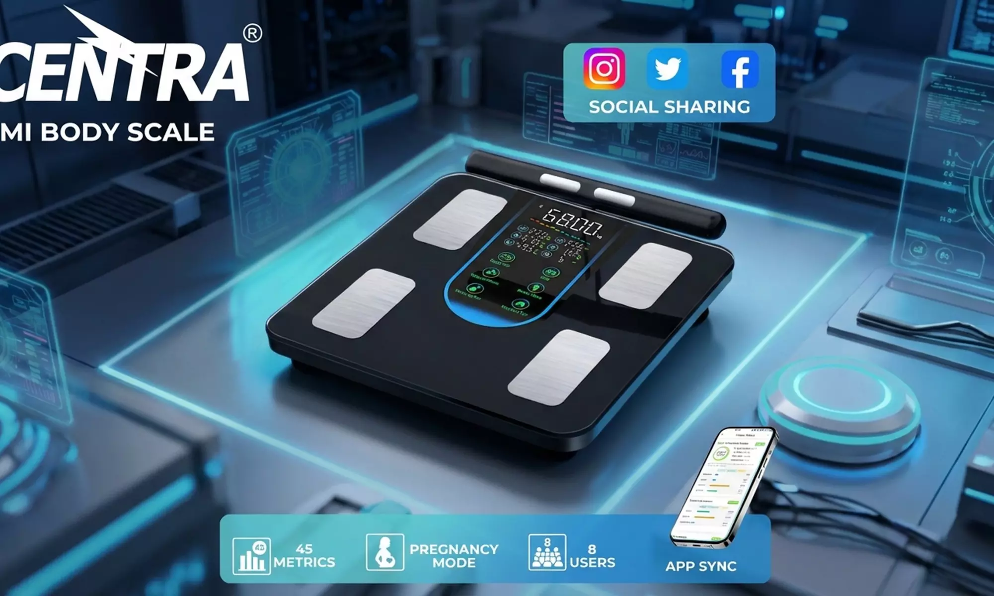 Centra Smart Body Fat Scale with 8-Electrode Analysis