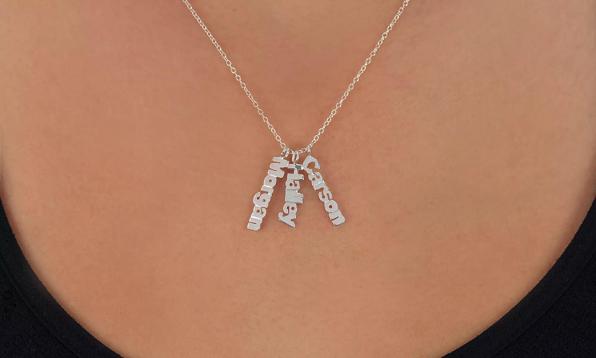 $25 for a Sterling-Silver-Plated Vertical Mini Name Necklace with One Name from MonogramHub ($69.99 Value) - Primary Image