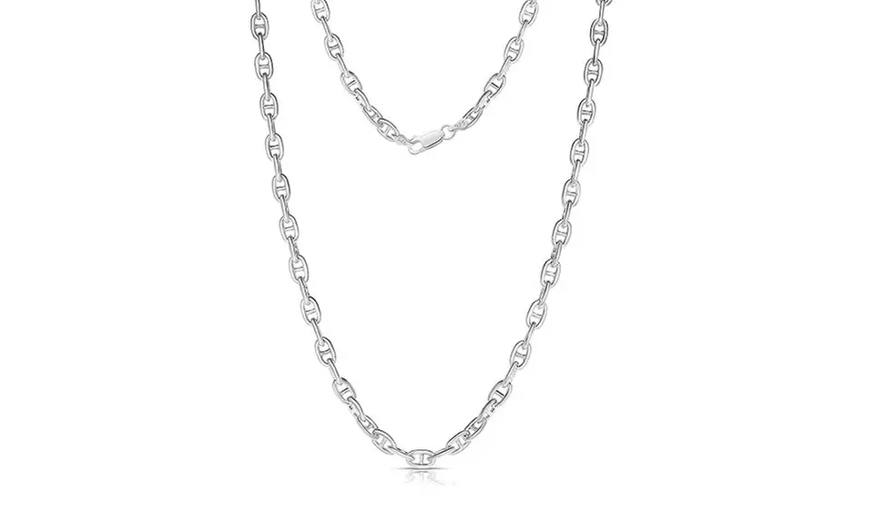 925 Sterling Silver 5.5MM Mariner Anchor Link Chain Necklace & Bracelet Italy