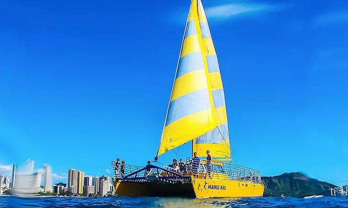 Diamond Head Sail, Sea-Life-Tour Sail, or Sunset Sail for Two from Manu Kai Catamaran (51% Off) - Primary Image