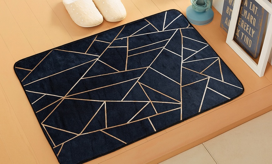Image 2: Black & Gold Graphic Rug