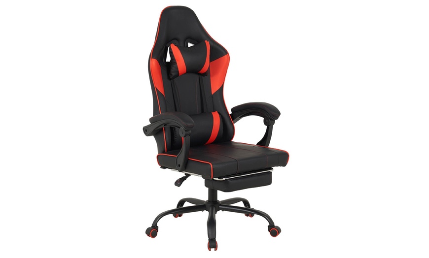 Image 2: Silla gaming ergonómica negra con función de masaje
