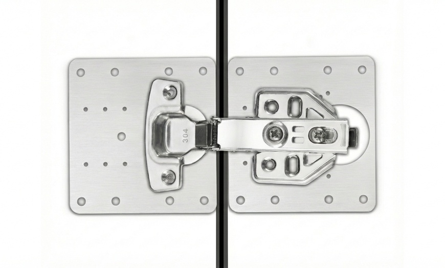 Image 12: 10-Pack Cabinet Hinge Repair Plate Kit - Stainless Steel Heavy Duty Fix for Kitchen & Wardrobe Doors with Screws