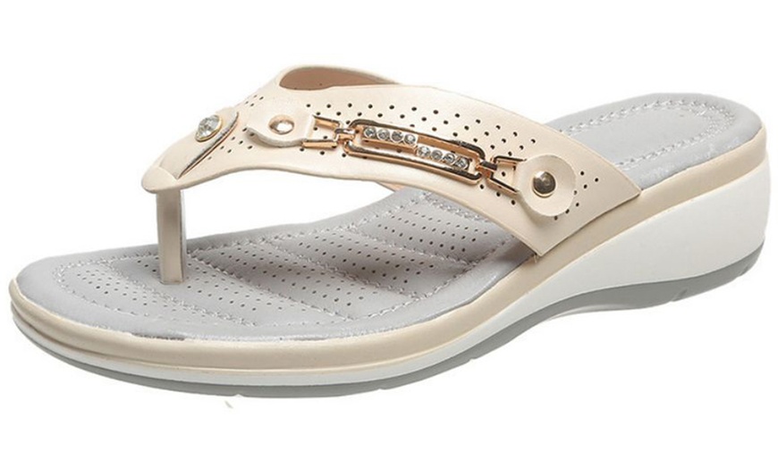 Image 3: Jewelled Soft Arch Orthopaedic Women Sandals