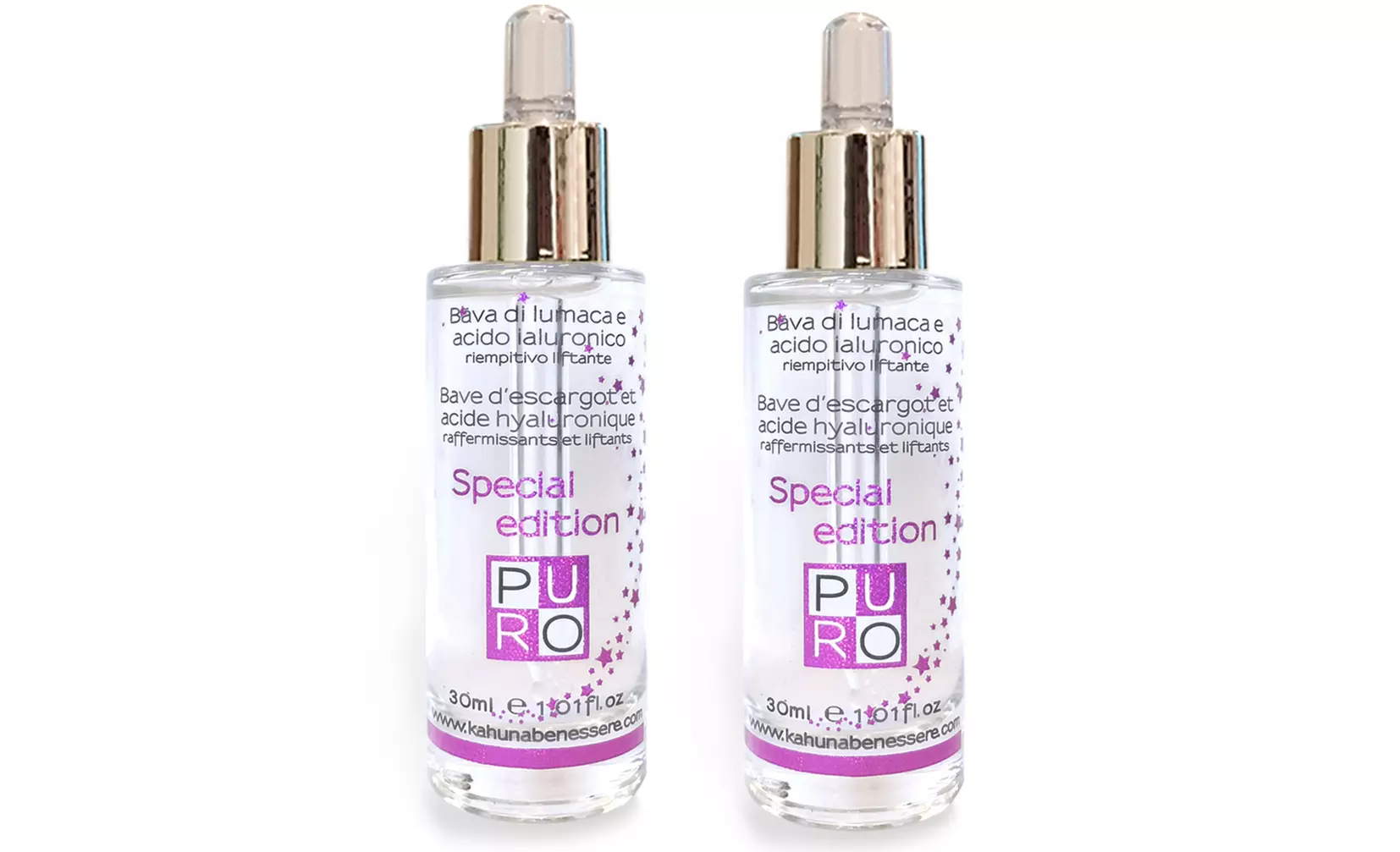 1, 2 o 3 sieri bava di lumaca e acido ialuronico Kahuna Benessere