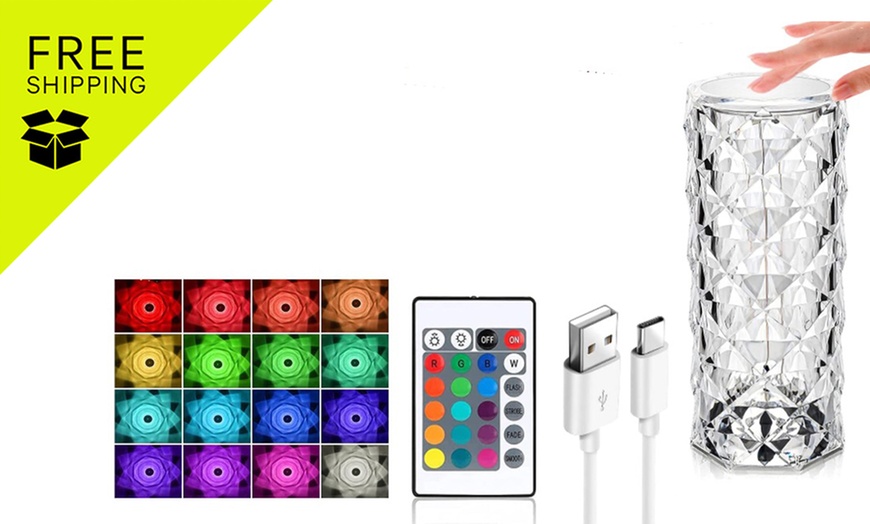 Image 1: Crystal Diamond Table Lamp