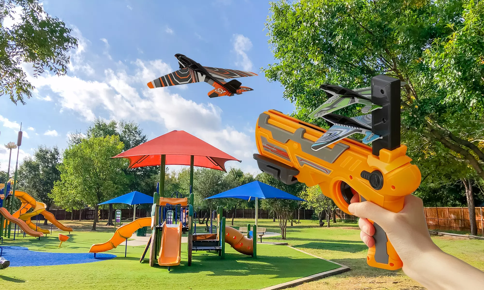 Zummy Airplane Toy Plane Ejection Glider Launcher For Kids Outdoors