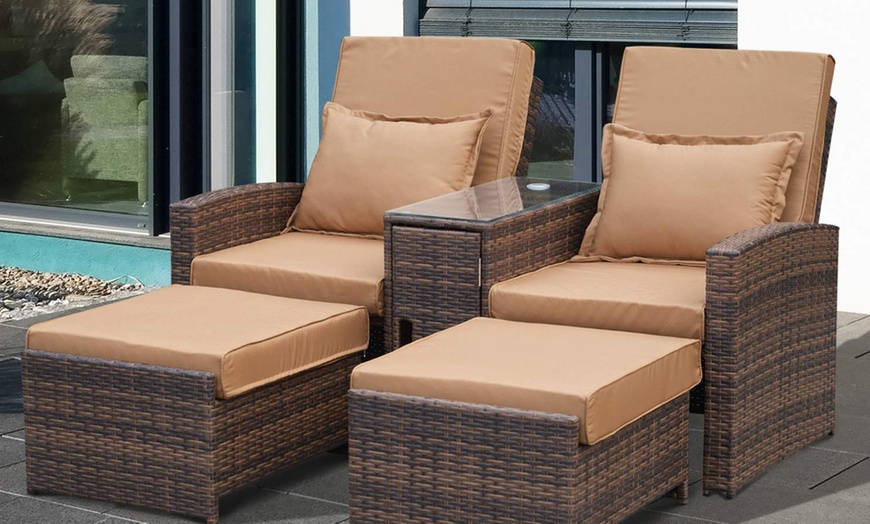 Image 1: Outsunny Garden Lounger Set