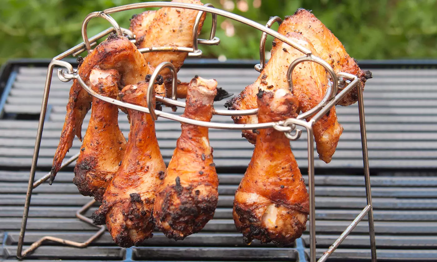 Drumstick and Chicken Wing Folding Stainless Steel Grilling Rack - Primary Image