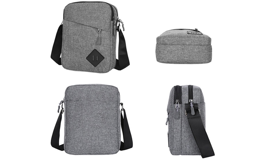 Image 5: Men's Oxford Crossbody Shoulder Bag with Adjustable Strap