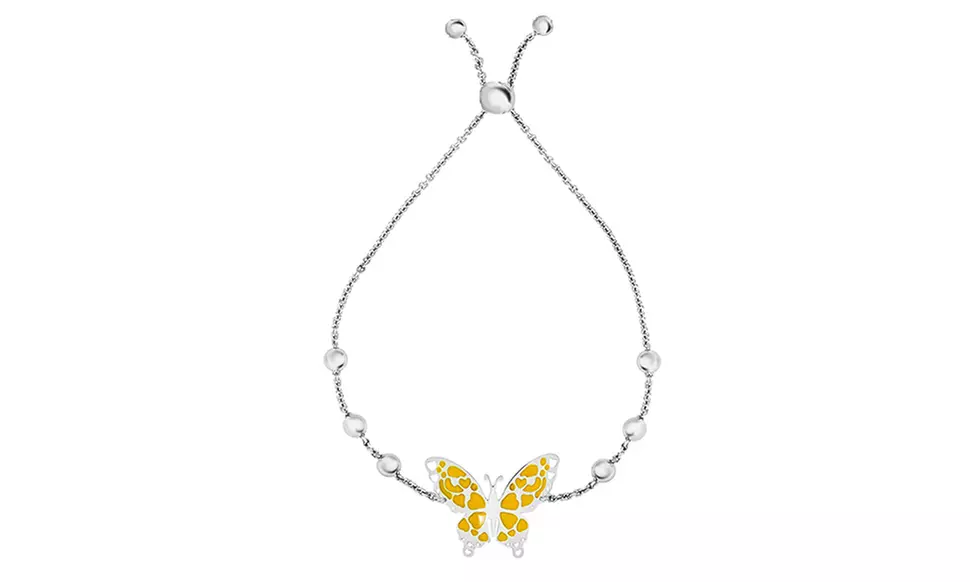 Italian Sterling Silver and Enamel Adjustable Butterfly Bracelet