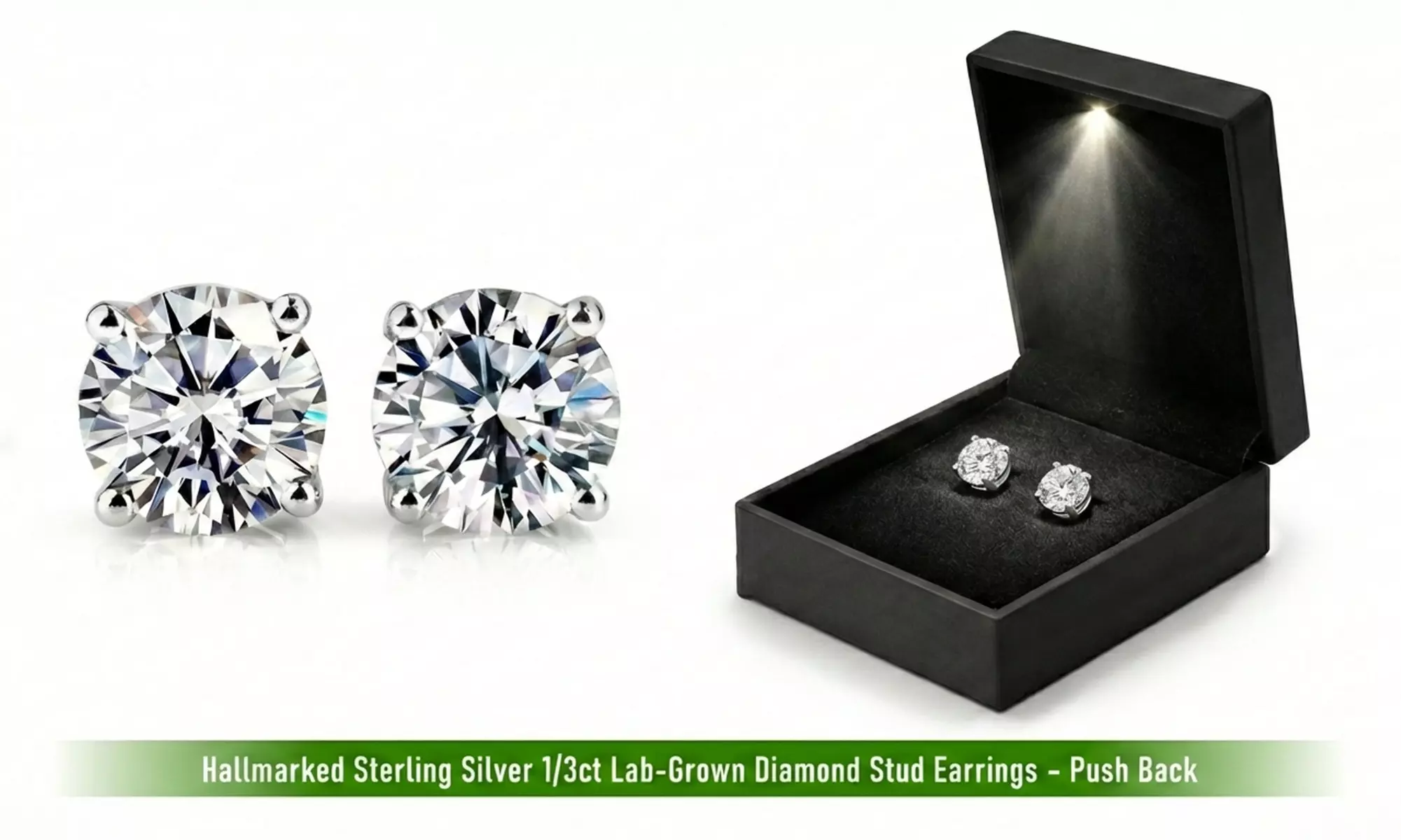 1/3 CT Lab-Grown Diamond Stud Earrings - Sourced via trusted Hatton Garden supplier
