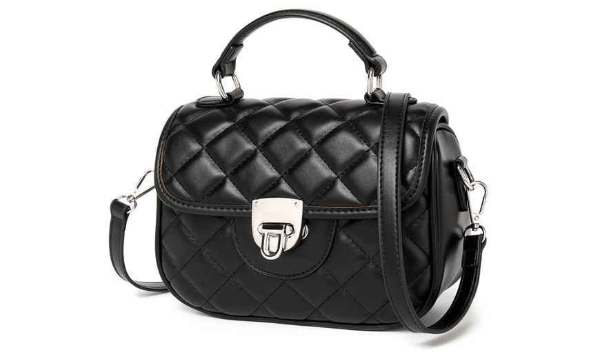 Image 12: Miss Lulu Practical Quilted PU Leather Crossbody Handbag