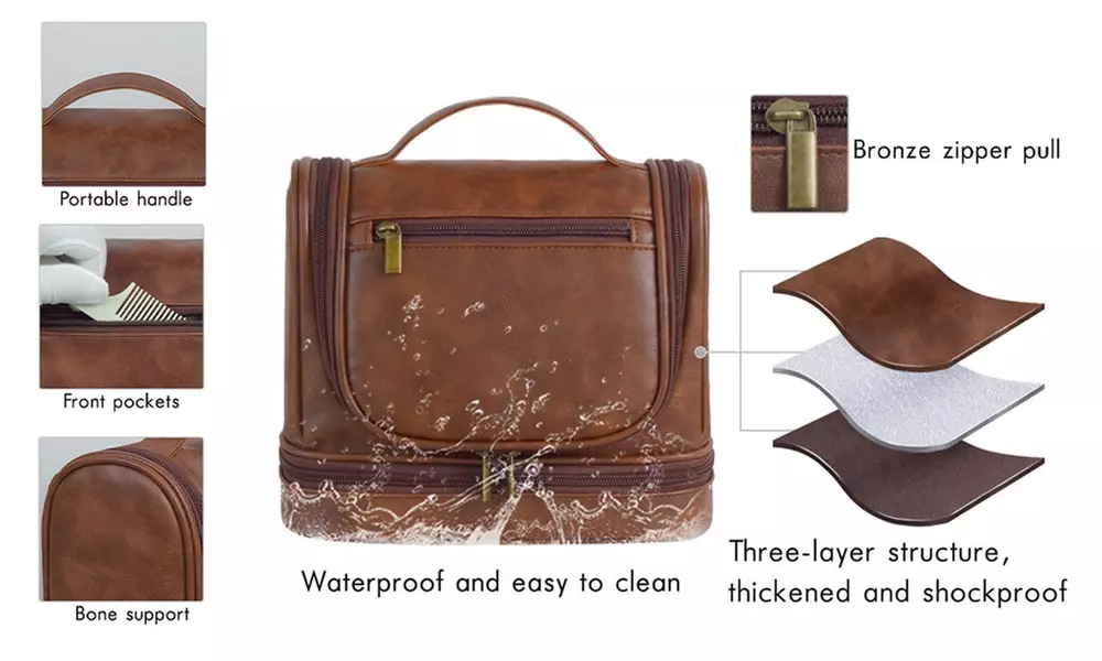 Travel in Style With Personalized Vegan-Friendly Leather Toiletry Bag (Up to 87% Off)