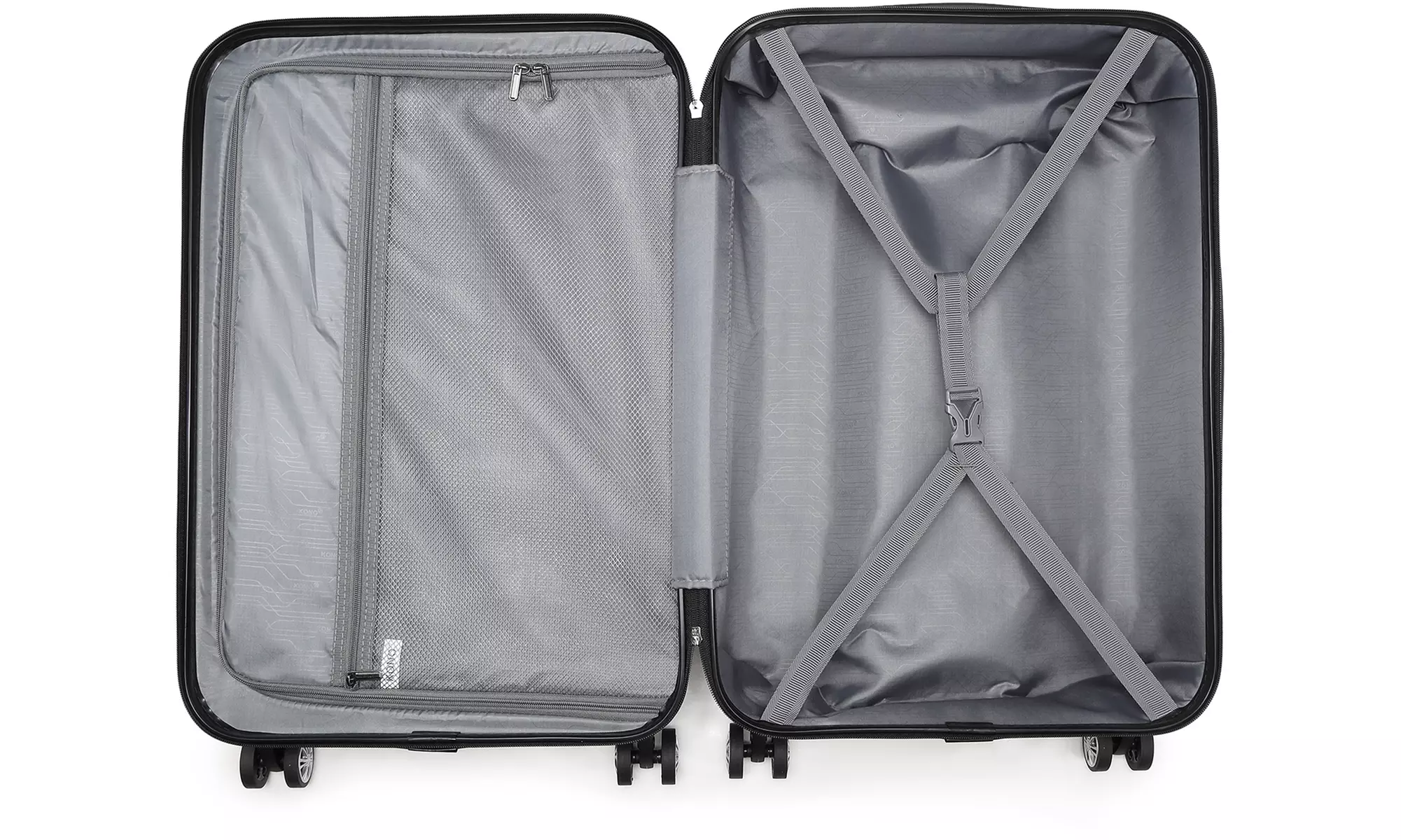 KONO 1 to 3-Piece ABS Hard Shell Suitcase and Duffel Bag Set Grey