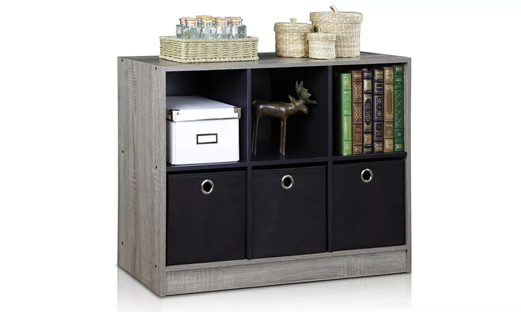 Furinno Bookcase with Storage Bins - Primary Image