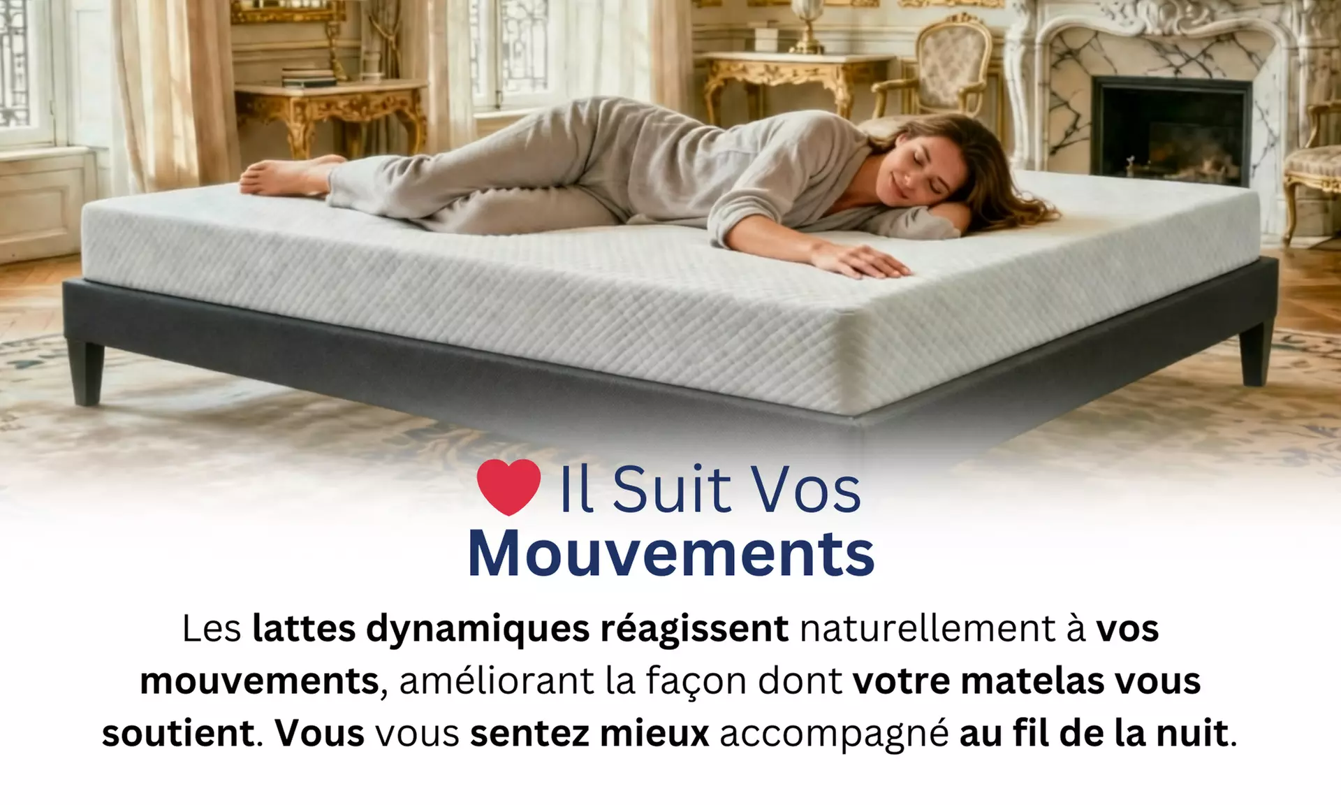 Ensemble sommier à lattes dynamiques et matelas à mémoire de forme