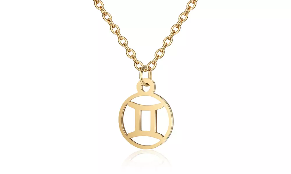 Collier astrologique en acier inoxydable, doré ou argent