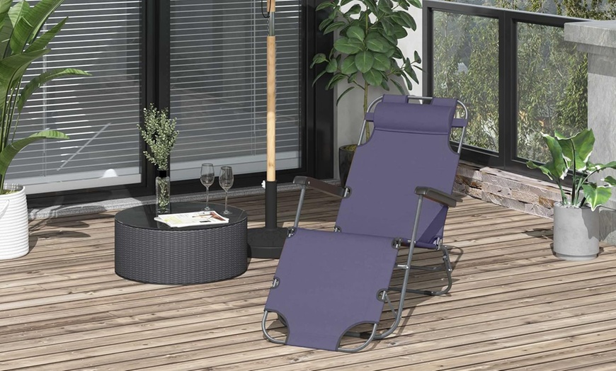 Image 14: Outsunny Two-in-One Foldable Lounger